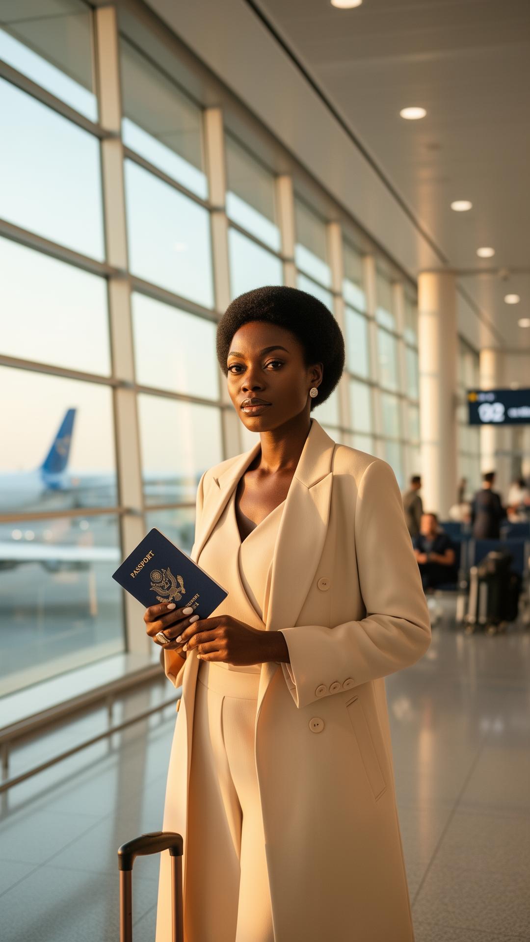 Traveler preparing for an international journey